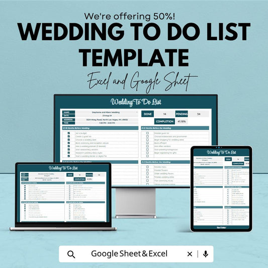 Wedding To Do List Template | Wedding Planning Checklist Spreadsheet | Bridal Task Organizer | Excel & Google Sheets | Event Planning Sheet