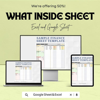Sample Finance Sheet | Budget and Expense Tracker | Income and Spending Sheet for Personal & Business | Excel and Google Sheets |