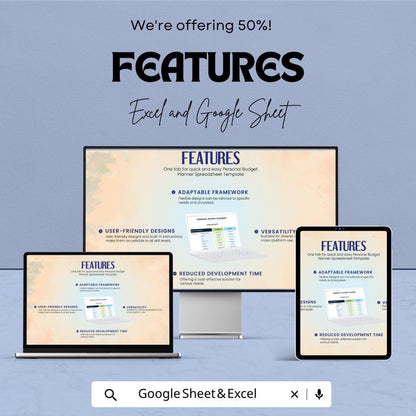 Personal Budget Planner Spreadsheet Template for Excel & Google Sheets | Monthly Budget Tracker | Expense Planner | Financial Budget Sheet |