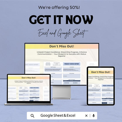 Project Status Report Template | Project Tracking Spreadsheet | Weekly Status Report | Project Management Template | Excel & Google Sheets |
