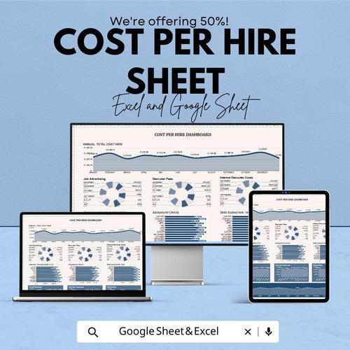 Cost Per Hire Template for Recruitment | Track Job Advertising and Hiring Costs | Google Sheets & Excel