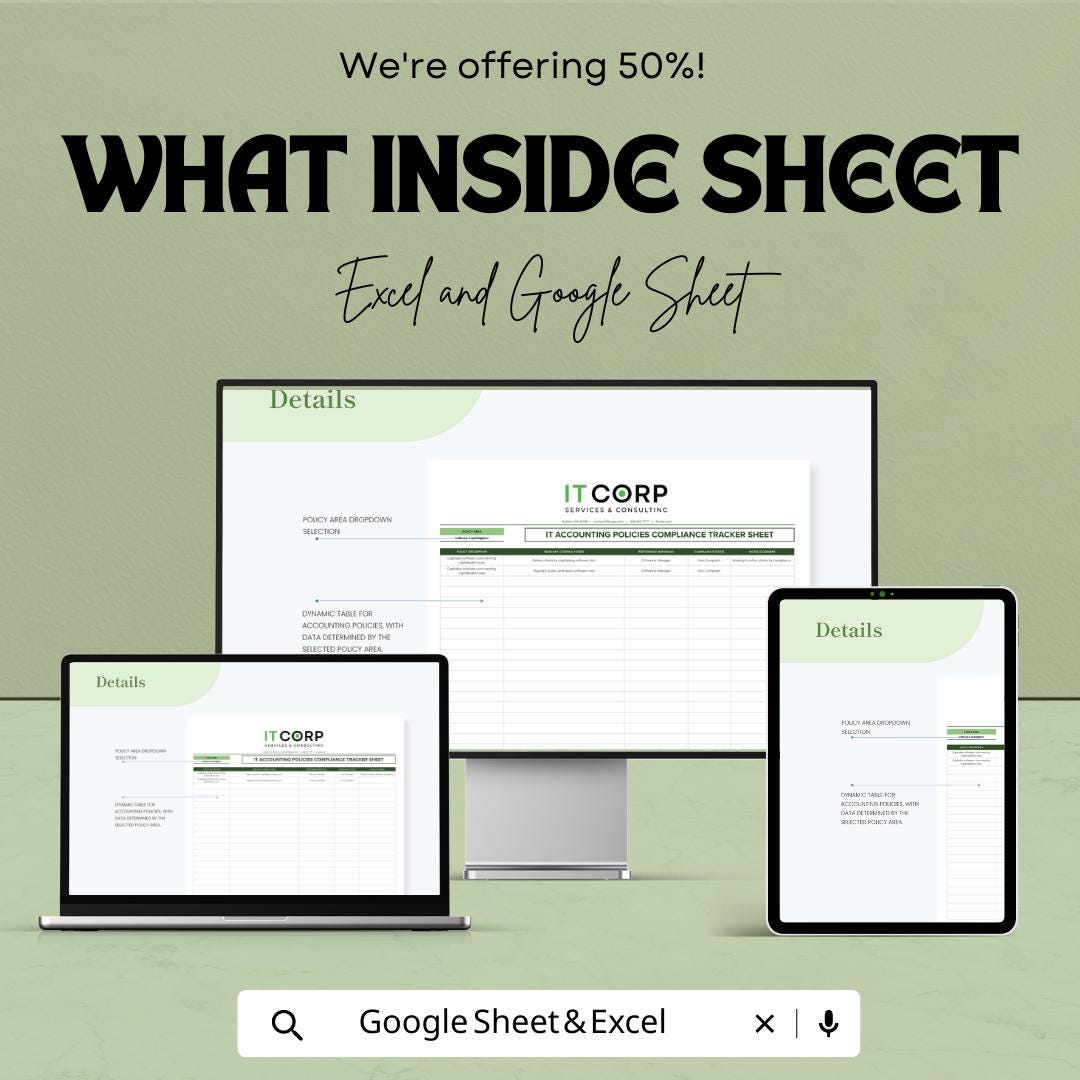 IT Accounting Policies Compliance Tracker Template | Compliance Audit Tracker | Accounting Policy Tracker | Internal Control Checklist