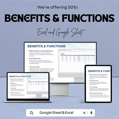 Office Supplies Inventory Dashboard | Google Sheets & Excel | Track Stock, Manage Office Supplies Efficiently | Budgeting Tool