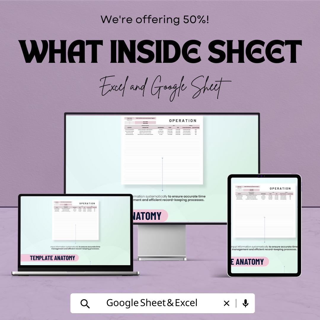 Printable Operation Template | Operations Tracker Spreadsheet | Daily Operations Planner | Excel & Google Sheets