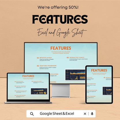 Sales Quarterly Analysis Template | Excel & Google Sheets | Quarterly Sales Dashboard | Business Performance Spreadsheet