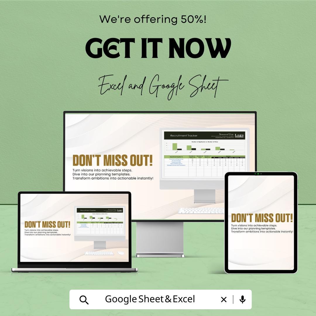 Recruitment Tracker Template, Hiring Tracker Spreadsheet, Applicant Tracking Sheet, HR Recruitment Log, Excel and Google Sheets Template
