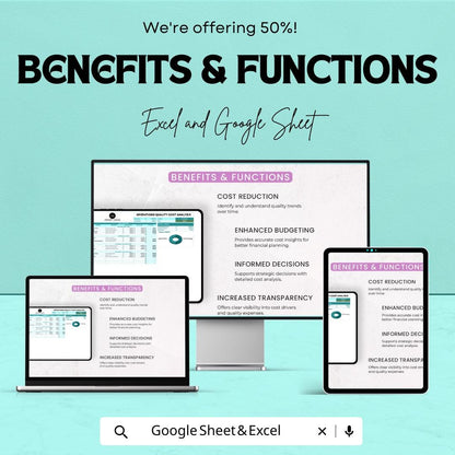 Operations Quality Cost Analysis Sheet | Excel & Google Sheet | Financial Summary | Cost Breakdown | Cost Comparison Template