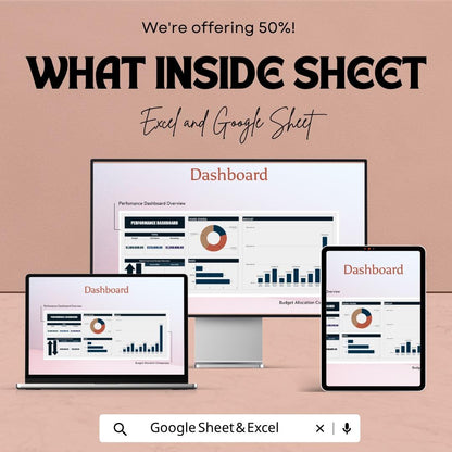 Performance Dashboard Template | KPI Dashboard Spreadsheet | Business Performance Tracker | Data Analysis Dashboard