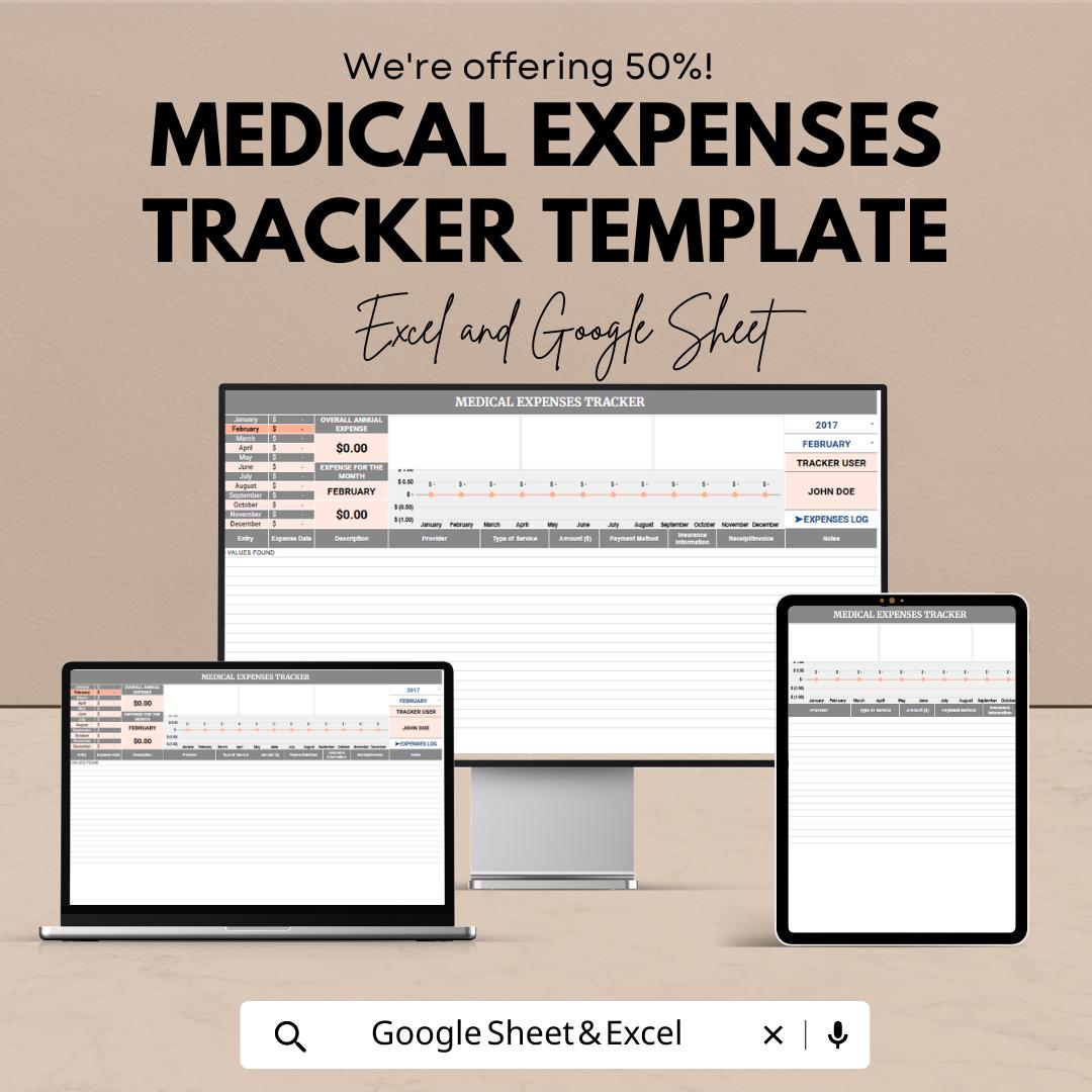 Medical Expenses Tracker, Health Expense Log, Medical Budget Template, Insurance & Doctor Bill Tracker