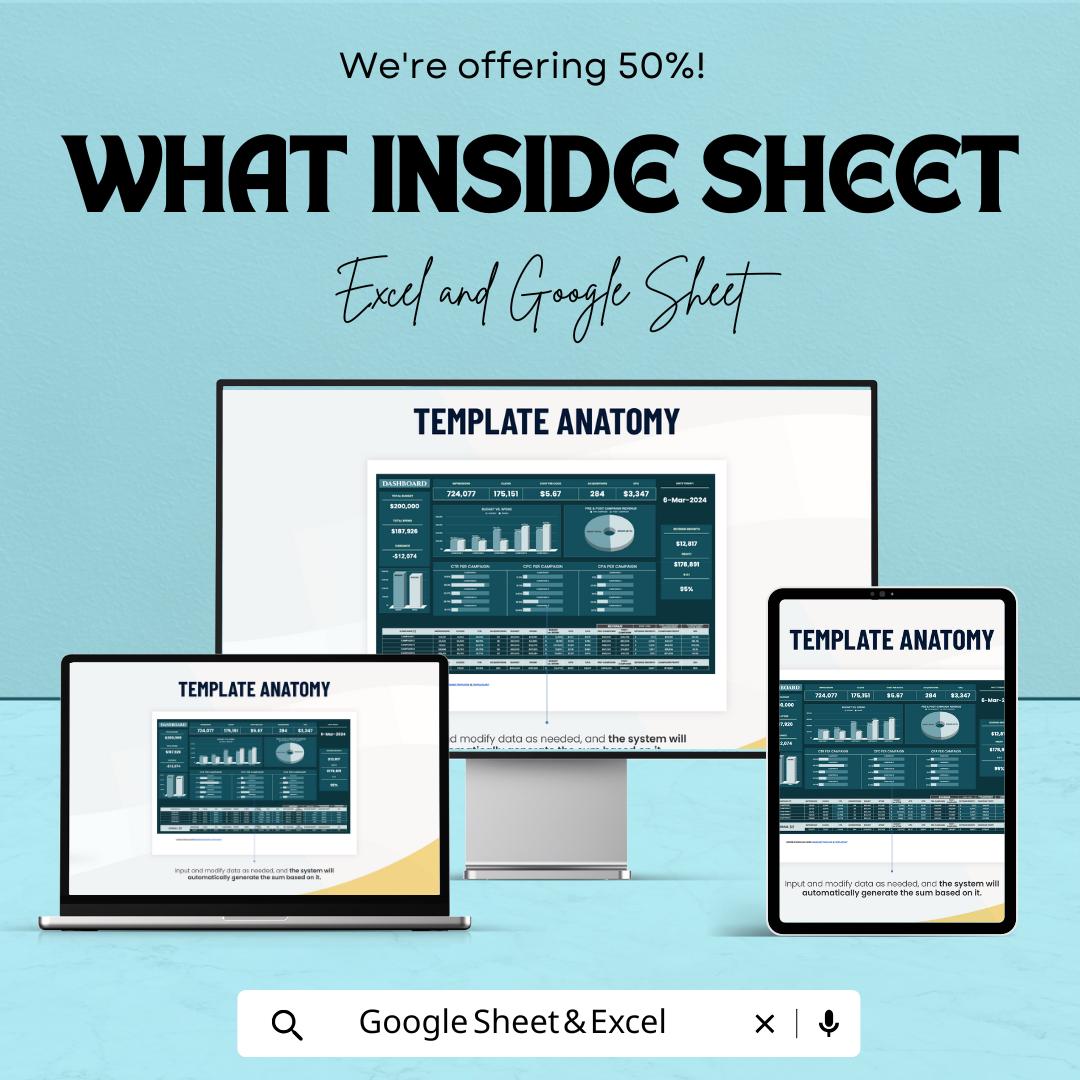 Dashboard Sheet Template | Excel & Google Sheets | Real-Time Data Tracking, Budget Management, Analytics Dashboard