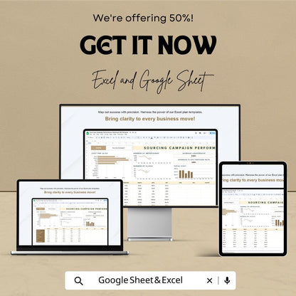 Sourcing Campaign Performance Dashboard HR Template | Excel and Google Sheets | Track Campaign Success with KPIs & Metrics