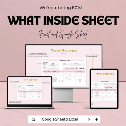 Travel Expense Template | Business Trip Expense Tracker | Excel & Google Sheets Travel Budget Spreadsheet | Travel Cost Organizer