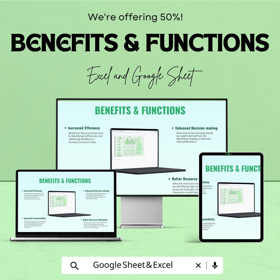 Sales Proposal Conversion Rate Dashboard | Excel & Google Sheet | Sales Analytics | Conversion Tracking Template