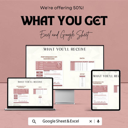 Performance KPI Dashboard | Excel & Google Sheets Dashboard Template | KPI Tracker | Business Analytics Report | Editable Dashboard