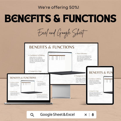 Bridge Construction Bid Template | Construction Bid Spreadsheet | Contractor Bid Proposal Template | Project Cost Estimator