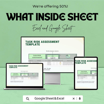 Task Risk Assessment Template | Excel & Google Sheets | Risk Analysis Matrix | Safety Management Tool