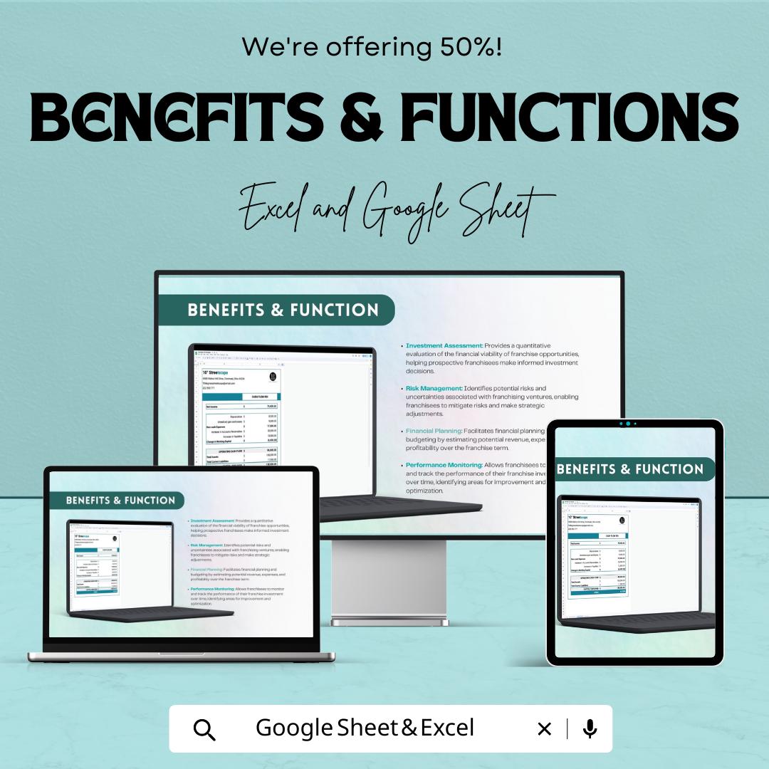 Franchise ROI Template, ROI Calculator, Franchise Investment Analysis, Profit Projection Sheet, Excel Google Sheets Business Template