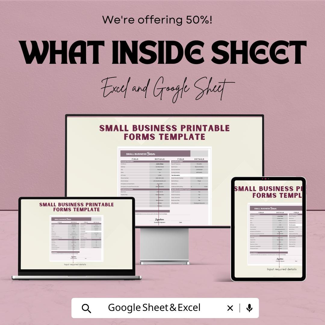 Small Business Printable Forms Template | Business Forms Bundle | Small Business Worksheets | Printable Office Forms