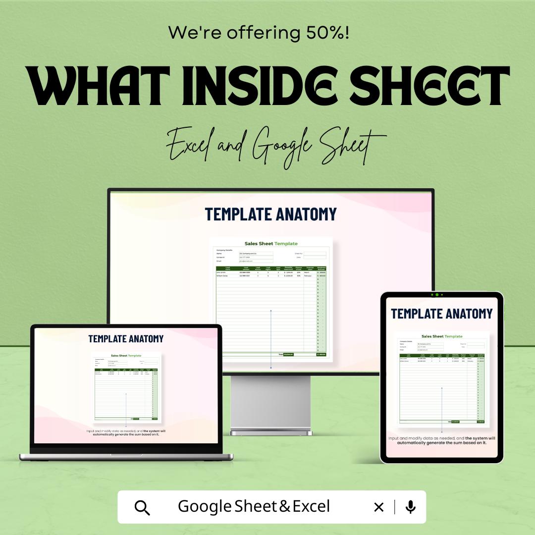 Sales Sheet Template - Excel & Google Sheets Tracker for Sales Data, Performance Metrics, and Revenue Tracking