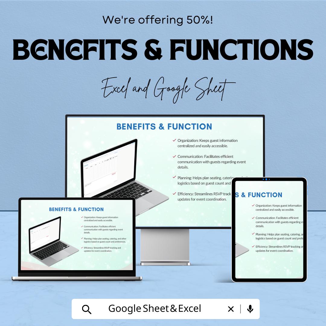 Simple Guest List Sheet - Excel and Google Sheets Template for Event Planning, Guest Tracking & RSVP Management