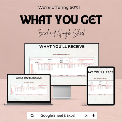 Bill Planner Template Excel and Google Sheets | Monthly Bill Tracker Spreadsheet | Budget Bill Organizer | Expense & Payment Tracker