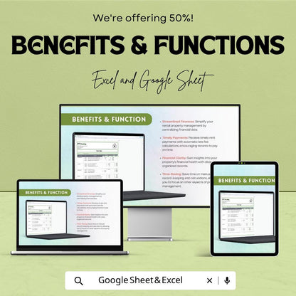 Tenant Ledger Template Excel Google Sheets | Rental Payment Tracker | Rent Ledger Spreadsheet | Property Management Template |
