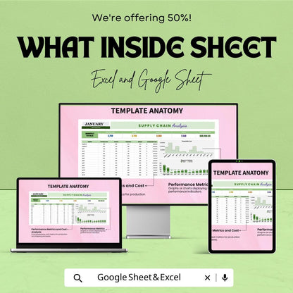 Supply Chain Analysis Template | Supply Chain Dashboard for Excel and Google Sheets | Logistics & Inventory Analytics
