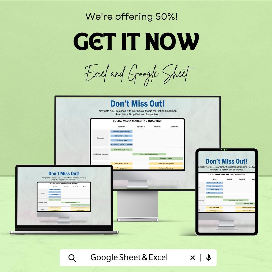 Social Media Marketing Roadmap | Excel & Sheets