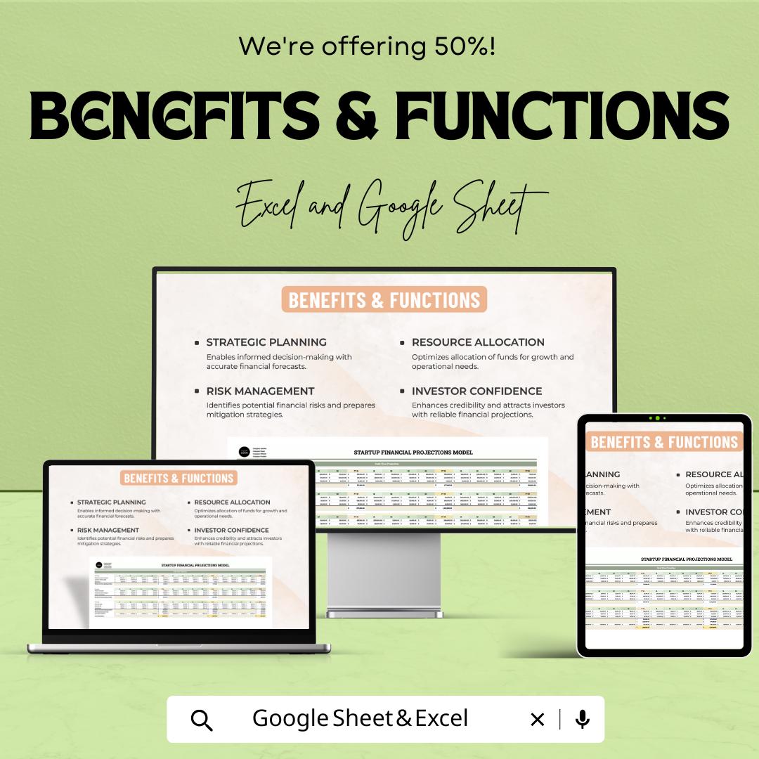 Startup Financial Projections Model Template | Financial Forecast Spreadsheet for Excel & Google Sheets | Investor Ready Model