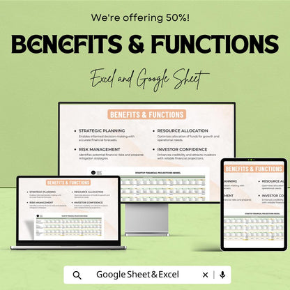Startup Financial Projections Model Template | Financial Forecast Spreadsheet for Excel & Google Sheets | Investor Ready Model