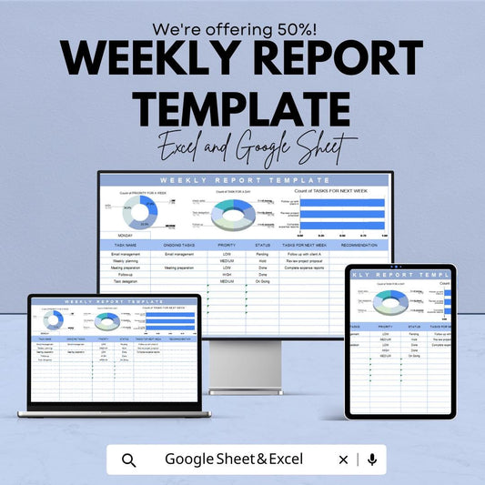 Weekly Report Template | Work Progress Report | Task Progress Tracker | Weekly Work Log | Employee Weekly Report Template