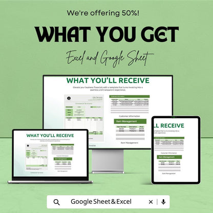 Commercial Tax Invoice Template | Business Invoice Spreadsheet | Tax Invoice Template | Excel & Google Sheets | Professional Invoice Tracker