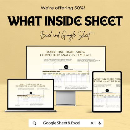 Marketing Trade Show Competitor Analysis Sheet | Excel & Google Sheets Template | 50% Off | Trade Show Analysis | Competitor Research Tool