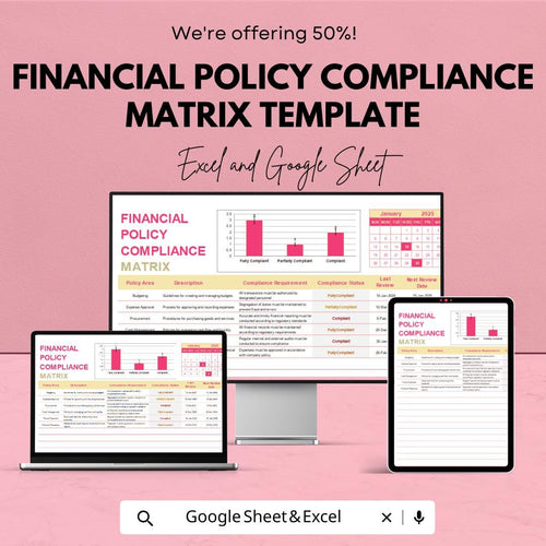 Financial Policy Compliance Matrix Template | Excel & Google Sheets | Internal Control Compliance Tracker | Policy Assessment Spreadsheet