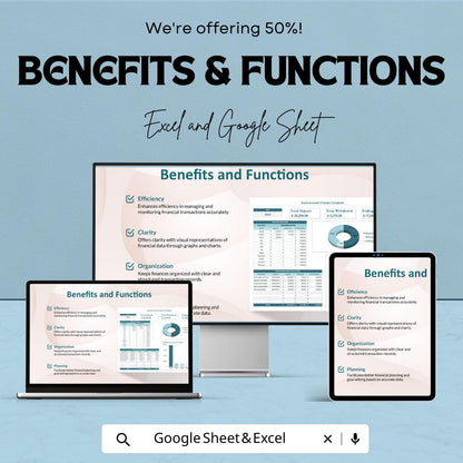 Bank Account Tracker Template, Finance Spreadsheet, Income Expense Tracker, Transaction Log, Budget Dashboard
