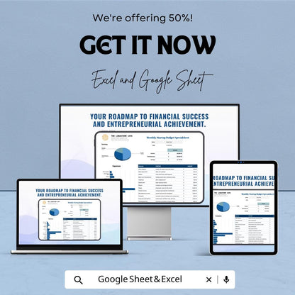 Monthly Startup Budget Spreadsheet Template | Small Business Budget Planner | Income and Expense Tracker | Excel & Google Sheets