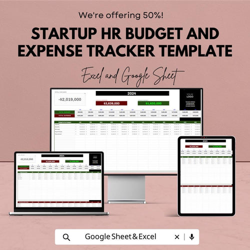 Startup HR Budget & Expense Tracker Template | Excel and Google Sheets | HR Cost Planning, Payroll Budget, Business Finance Tool