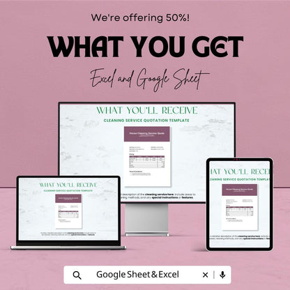Cleaning Service Quotation Sheet Template | Excel & Google Sheets | House Cleaning Quote Form | Service Estimate Template | Digital Download