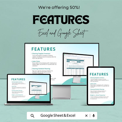Housekeeping Budget Sheet Template | Excel and Google Sheets | Hotel Budget Management, Cleaning & Labor Costs, Expense Tracking