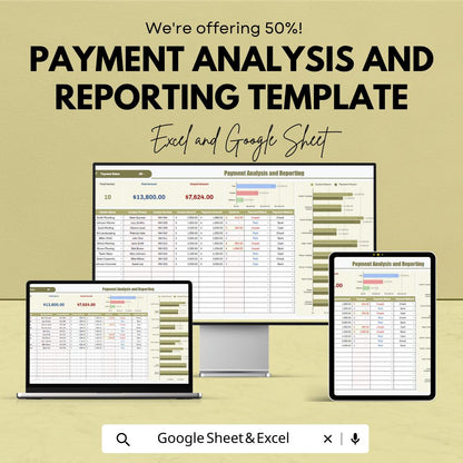 Payment Analysis and Reporting Template,  Vendor Payment Tracker, Financial Dashboard, Invoice Tracking, Business Finance Tool