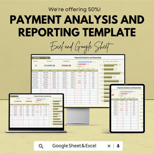 Payment Analysis and Reporting Template,  Vendor Payment Tracker, Financial Dashboard, Invoice Tracking, Business Finance Tool