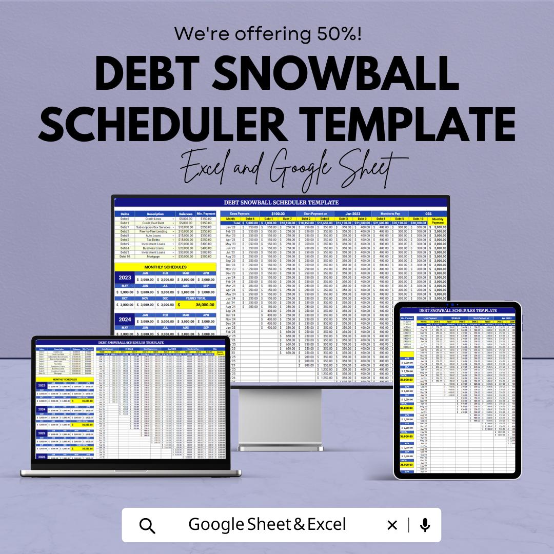 Debt Snowball sheet | Debt Payoff Tracker Template | Debt Snowball Calculator | Budget Planner | Debt Payment Schedule