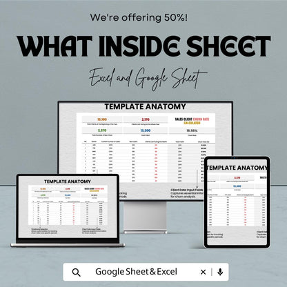Sales Client Churn Rate Calculator Template | Excel & Google Sheets | Customer Churn Analysis Spreadsheet | Retention Tracker
