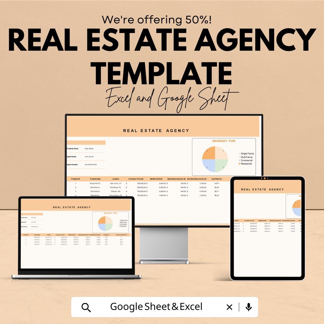 Real Estate Agency Template | Property Management Spreadsheet | Client & Listing Tracker | Real Estate CRM