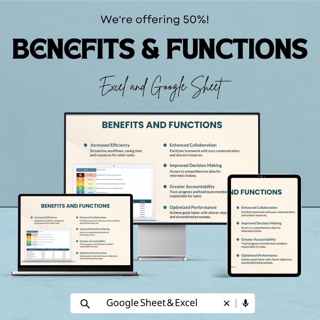 SMART Goals Template | Goal Setting Spreadsheet | Productivity Planner | Action Plan Tracker | Excel & Google Sheets | Goal Tracker Sheet