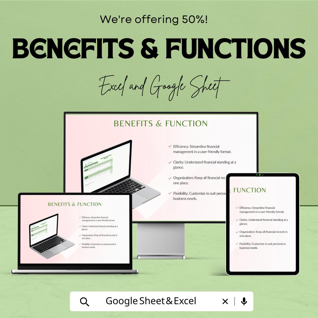 50% Off - Printable Accounting Sheet for Excel and Google Sheets | Monthly Financial Tracker | Income & Expense Template | Budget Planner |