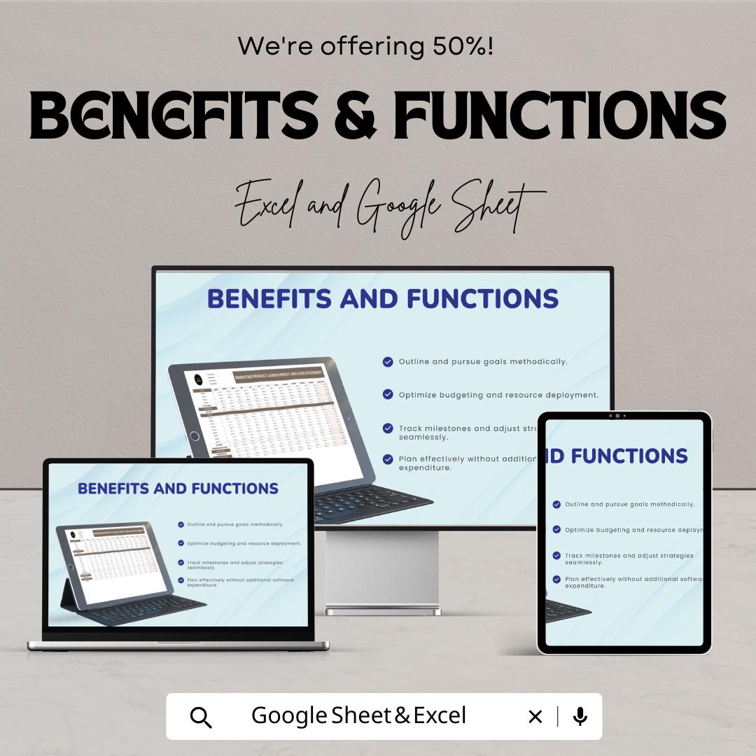 Marketing Product Launch Profit and Loss Statement Template | Excel & Google Sheets | Business Budget Planner, Financial Tracker