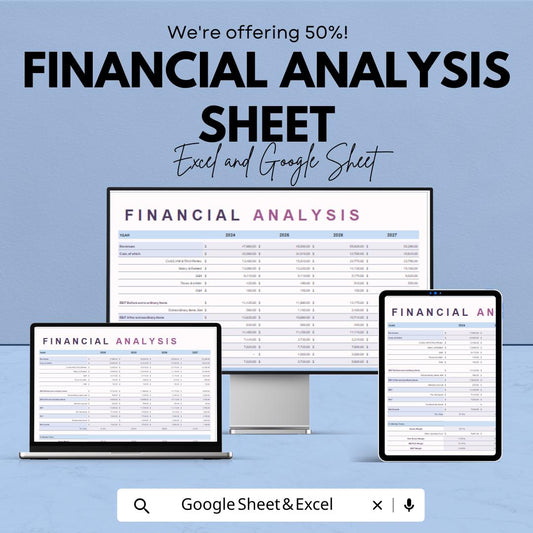 Financial Analysis Sheet for Excel and Google Sheets | Budgeting, Forecasting & Financial Planning Tool | Editable and User-Friendly