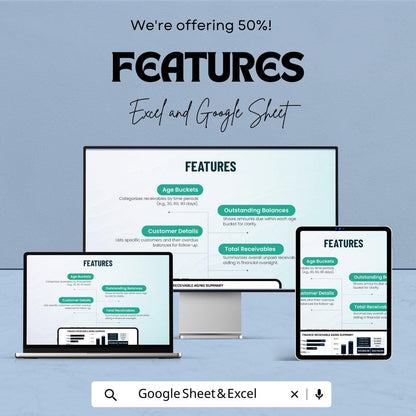 Finance Receivables Aging Summary Template, Accounts Receivable Tracker, AR Aging Report, Cash Flow Spreadsheet, Excel Google Sheets