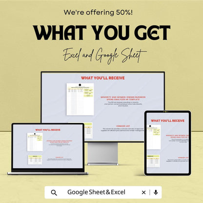 Minority & Women-Owned Business Spend Analyzer HR Template | Excel and Google Sheets | Supplier Diversity Tracking Tool